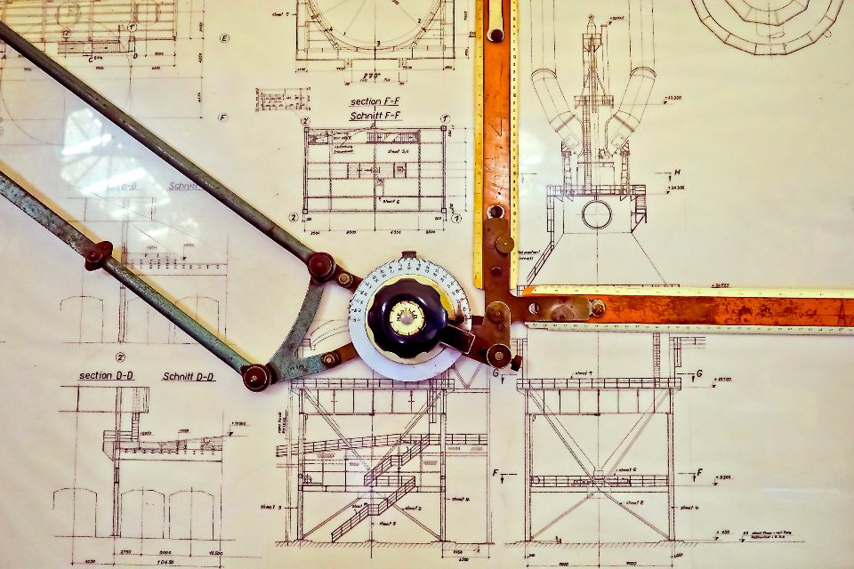 Illustrative photograph of blueprint Plan